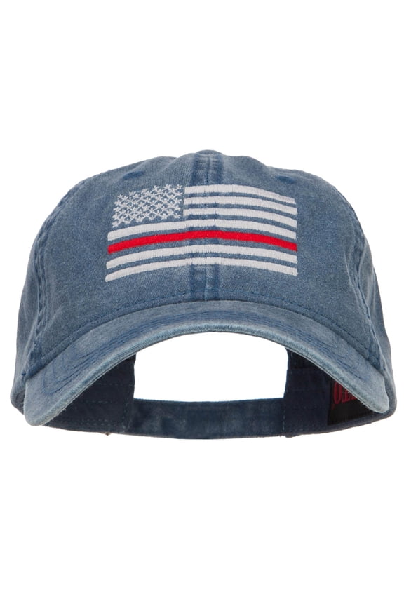 Thin Red Line Silver USA Flag Embroidered Washed Cap - Navy OSFM