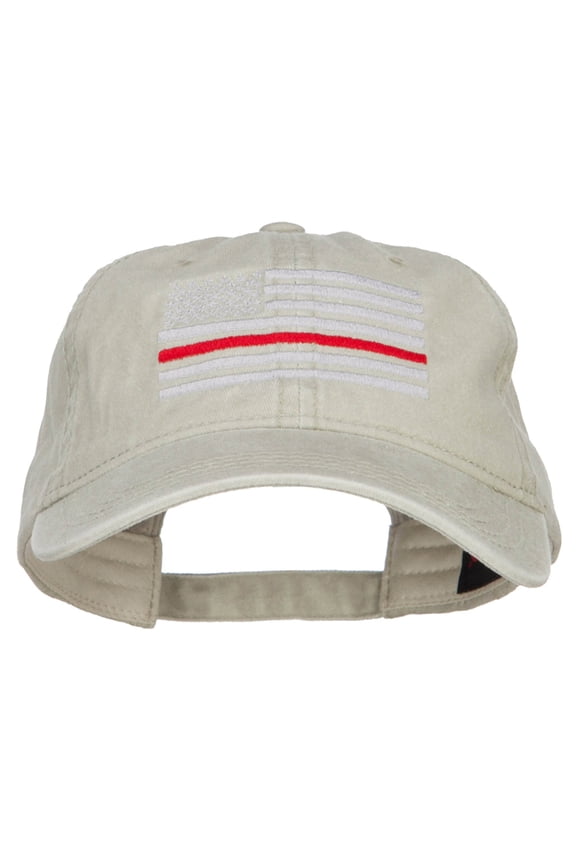 Thin Red Line Silver USA Flag Embroidered Washed Cap - Stone OSFM