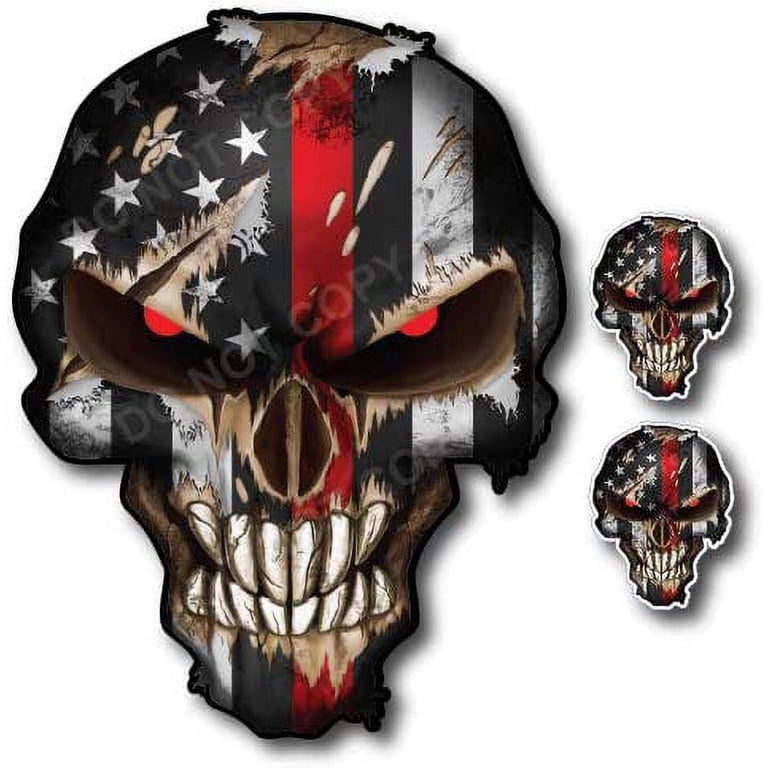 Skull Decal 3M Sticker Thin Red Line Firefighter Car Truck Logo Vinyl Skull Decal 3M Sticker Thin Red Line Firefighter Car Truck Logo Vinyl