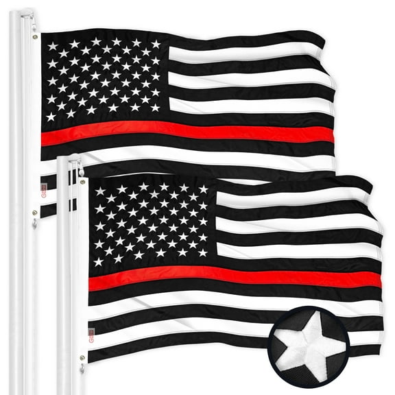Thin Red Line State Flag 3x5FT 2-Pack Embroidered Polyester By G128