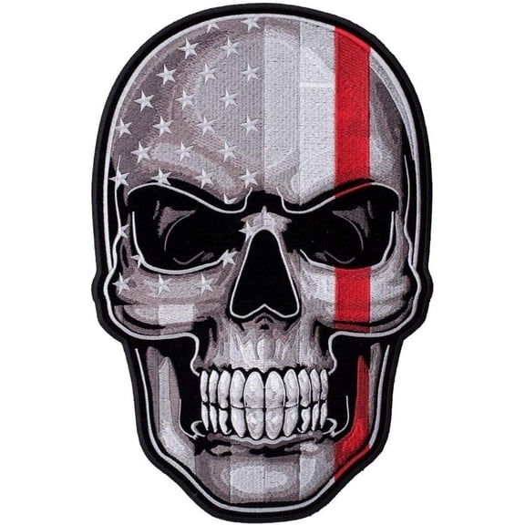 Thin Red Line Subdued US Flag Skull Patch Unisex, Firefighter Patches
