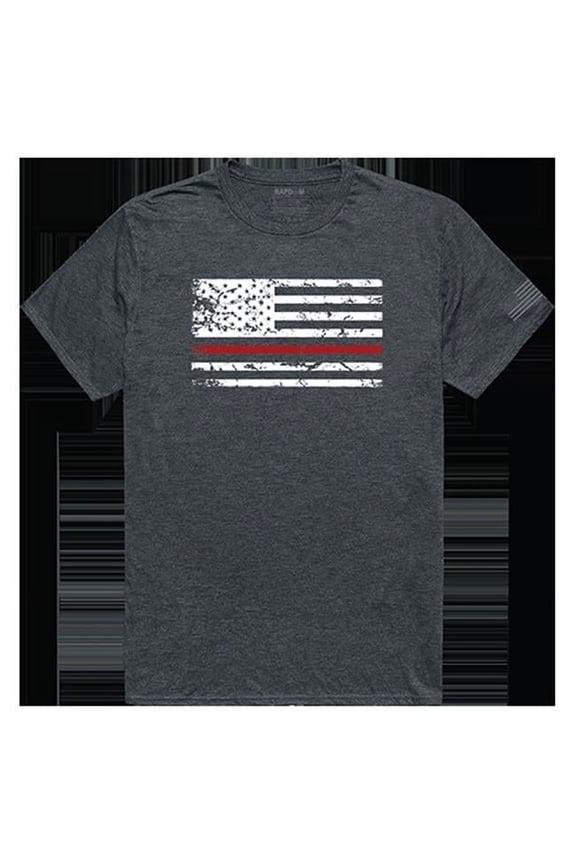 Thin Red Line Tactical Graphic Tee Shirt, Heather Charcoal - Medium
