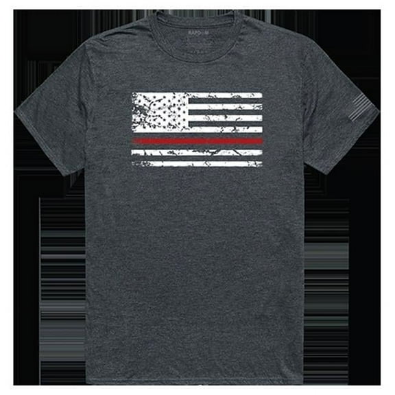 Thin Red Line Tactical Graphic Tee Shirt, Heather Charcoal - Medium