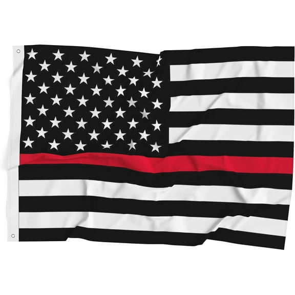 Thin Red Line USA Flag United States Fireman Firefighters Banner Polyester 3x5 Foot Flags Vivid Color and UV Fade Resistant Flag