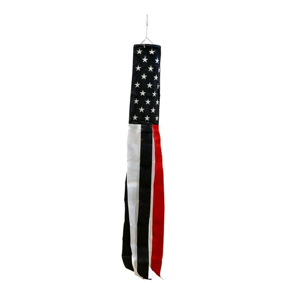 60 inch Thin Red Line USA Super Shiny Poly Windsock Outdoor Garden Decoration