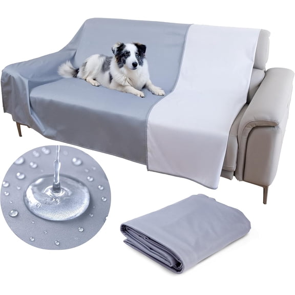 Thin Reversible Waterproof Protective Bed Cover ( Size, 100 x 96 inch), for Pets, Babies; Incontinence, Dirt, Drool