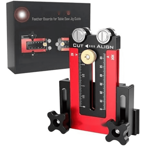 Thin Rip Table Saw Jig with 2 Pulleys - Precision Guide for Repetitive Narrow Strip Cuts, Compatible with 3/8"x3/4" U-Slot & 1/4"x3/8" T-Slot Table Saw Jig Guide, Woodworking Cutting Tools$$