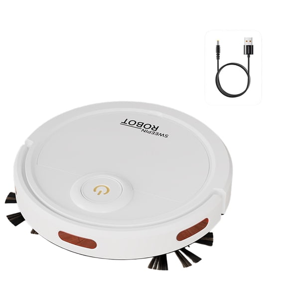 Thin Robot Cleaner with Triple Function Sweeping Scrubbing Vacuuming USB Rechargeable Battery Quiet Household Appliance