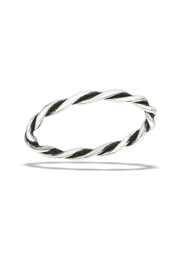 Thin Rope Twist Knot Stacking Ring .925 Sterling Silver Band Jewelry Female Male Unisex Size 5