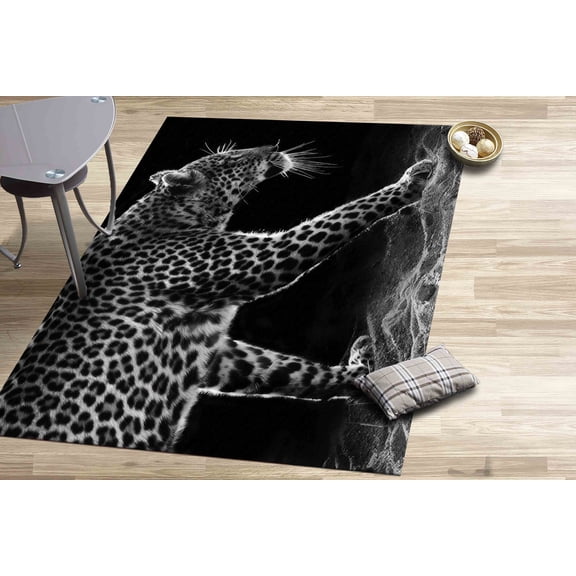 Thin Rug, Easy to Clean Rug, Decorative Rugs, Loft Rug, Animal Rug, Leopard Rugs, Leopard Rug, Modern Rugs, Personalized Rug, Black Rug, 2.6'x4' - 80x120 cm