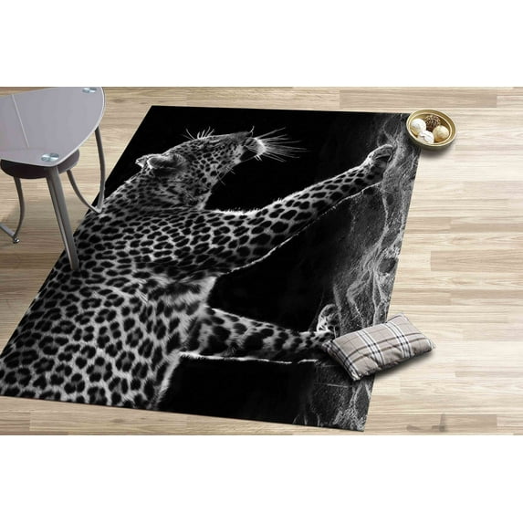 Thin Rug, Easy to Clean Rug, Decorative Rugs, Loft Rug, Animal Rug, Leopard Rugs, Leopard Rug, Modern Rugs, Personalized Rug, Black Rug, 3.3'x5' - 100x150 cm