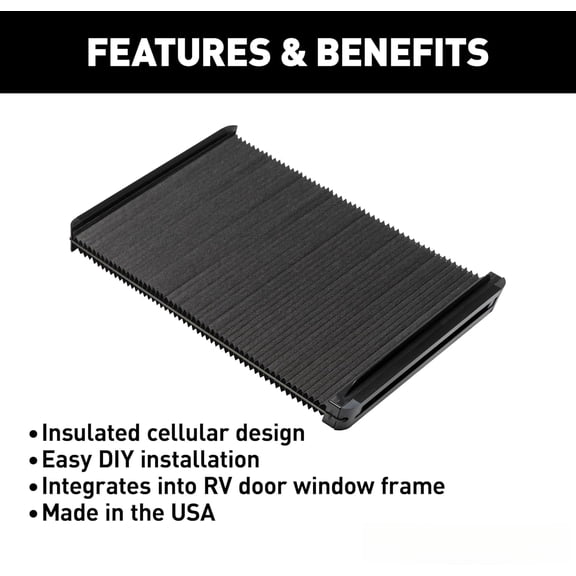 Thin Shade EcoCell Snap-On RV Window Shade for Prepped Entry Doors with Sun-Blocking Protection, Easy Sliding Operation, Quick Installation