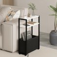 thumbnail image 1 of Thin Side Table, Narrow Side Table with Fabric Basket, Narrow Table for Small Spaces, Thin Bedside Table for Living Room, Bedroom, 1 of 12