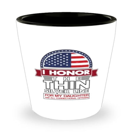 Thin Silver Line Shot Glass - Perfect Correctional Officer Gift for Daughter, Mini Glassware, 1.5oz Cup Great Celebrations & Special