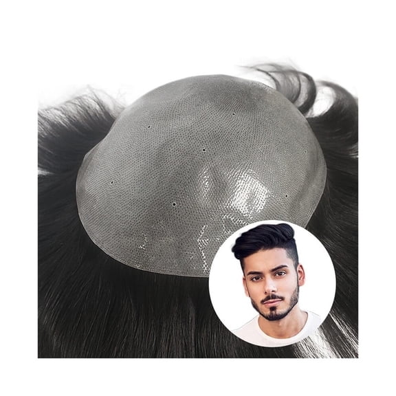 Thin Skin Base Men's Wig Human Hair Toupee Breathable Male Hair Biological Scalp Hairpiece