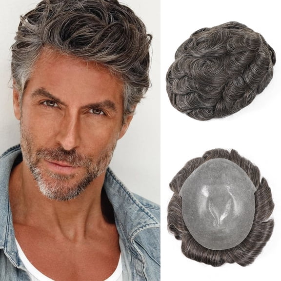 Thin Skin Toupee For Men Human Hair 0.04-0.06mm Full PU Men's Capillary Prothesis Single Knot Skin Male Hair Piece