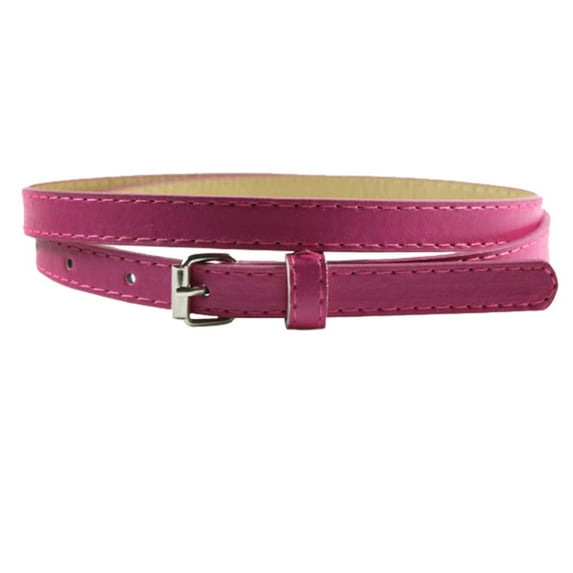 Thin Skinny Belts Faux Leather Waistband Ladies Casual Strap Women Belts in Pin Buckle,Rose Red