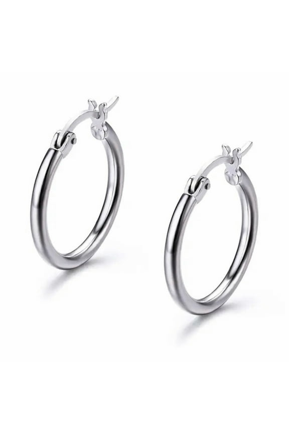 Thin Skinny Solid 925 Sterling Silver Earrings for Men Women Hypoallergenic Lightweight Hoops