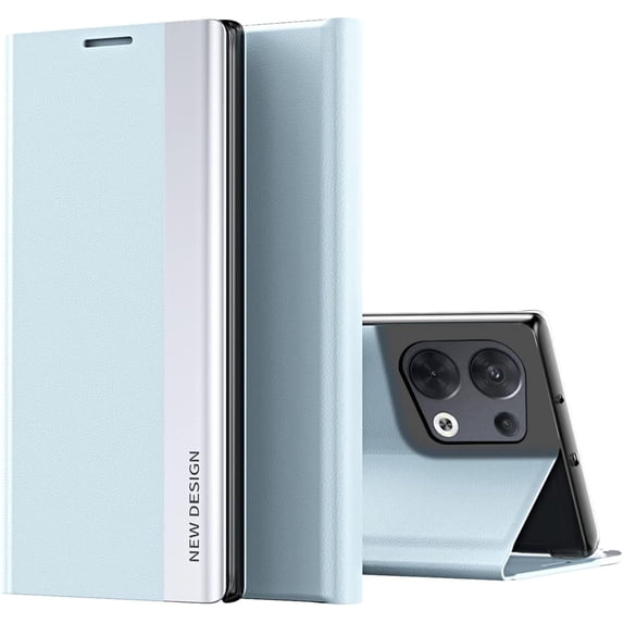 Thin Slim Flip Case for Oppo Reno 8 Pro with Stand, Business PU Leather Shockproof Protective Phone Cover Case for Oppo Reno8 Pro/Reno 8 Pro Plus CX Light Blue