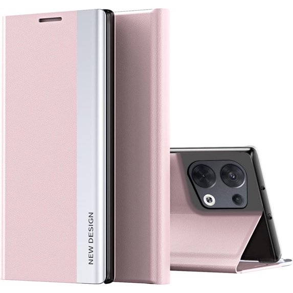 Thin Slim Flip Case for Oppo Reno 8 Pro with Stand, Business PU Leather Shockproof Protective Phone Cover Case for Oppo Reno8 Pro/Reno 8 Pro Plus CX Pink