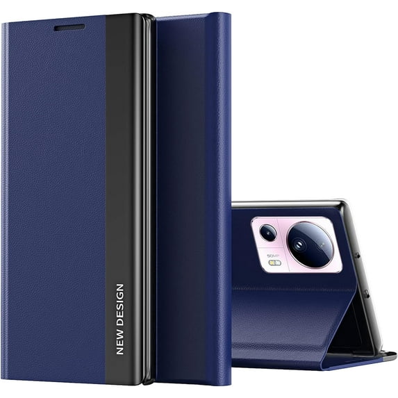 Thin Slim Flip Case for Xiaomi 13 Lite (Not 13) with Kickstand, Full Body Protective PU Leather Cover Business Phone Cases for Xiaomi 13 Lite CX Deep Blue