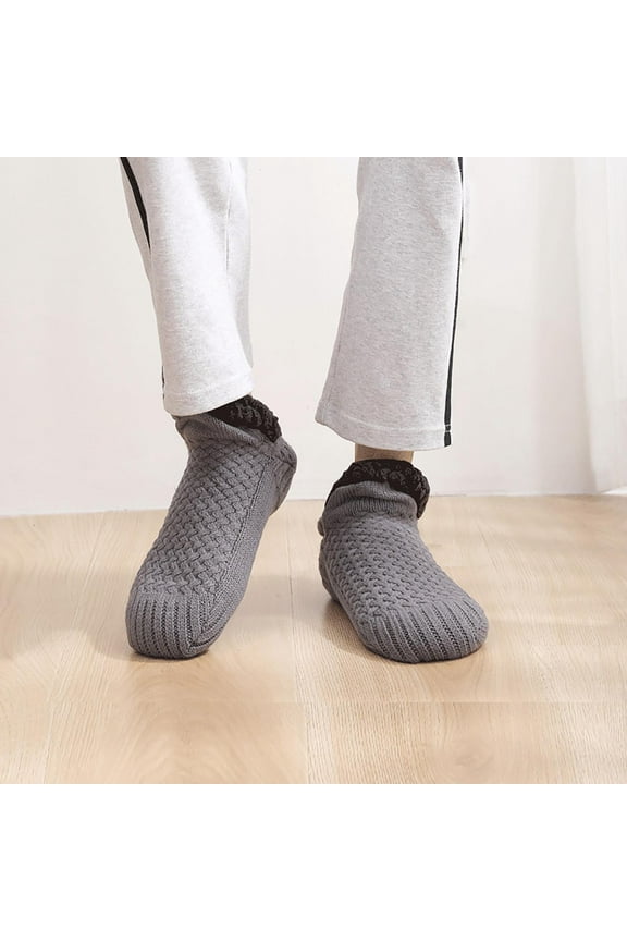 Thin Socks Women New Womens Thick Warm Slipper Socks with Non Slip Grippers Double Side Cozy Warm House Slippers Thanksgiving Christmas Gifts Style B-70 Gray 37