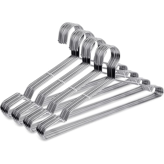 16.5 Inch Ultra Thin Space Saving Clothes Hangers 40 Pack Strong Heavy Duty Stainless Steel Metal Wire Coat Hangers