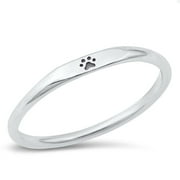 SAC SILVER Thin Stacking Paw Print Ring .925 Sterling Silver Band Jewelry Female Male Unisex Size 10