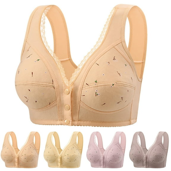 Thin Steel Hoop Gathered Breathable Women's Underwear Comfortable Daily Bra Sexy Design for All Seasons #Beige,40/90