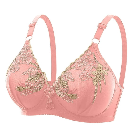 Thin Steel Hoop Gathered Breathable Women's Underwear Daily Bra, Comfortable Lingerie for All Seasons, Easy Hand Wash Hot Pink,36/80