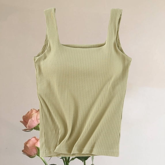 Thin Strap Adjustable Camisole Tops Ladies Removable Detachable Design Breathable Light Fabric Sleeveless Shirts for Travel Shopping Gym Spring Summer Outer Wear Camisole (Light Green,M)