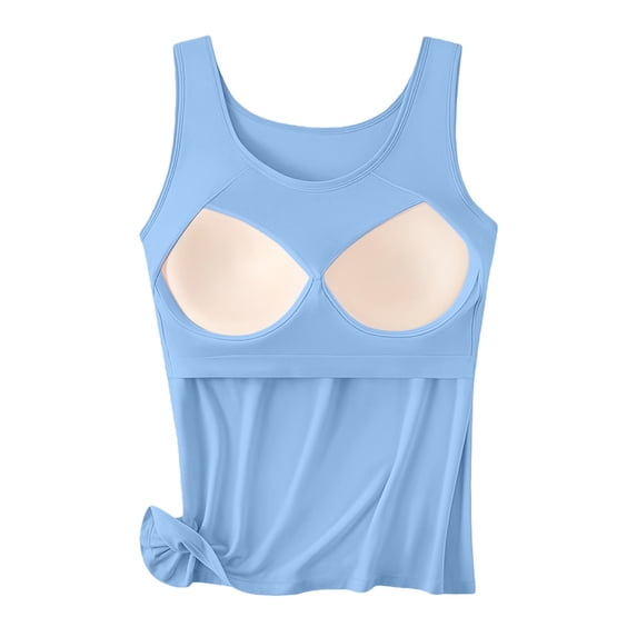 Thin Strap Camisole Tank Shirts for Women Removable Design Adjustable Straps Stretchy Material Daily Casual Outfit for Multiple Occasions Gentle Stretch for Bust Sizes (Blue,M)
