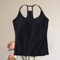 thumbnail image 1 of Thin Strap Camisole Tank Shirts for Women Removable Design Adjustable Straps Stretchy Material Daily Casual Outfit for Multiple Occasions Padded Cami Tops (Black,M), 1 of 8
