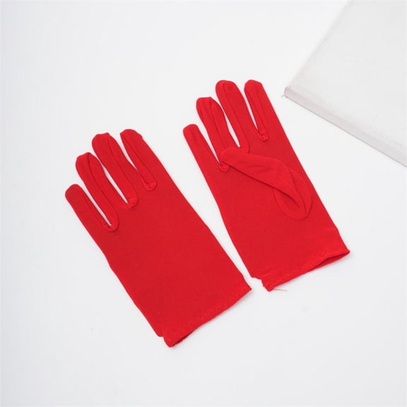 Thin Stretch Gloves for Women, Single Layer Performance Etiquette Gloves, Soft Knit Hand Guards for Daily Wear and Light Outdoor Activities - Red