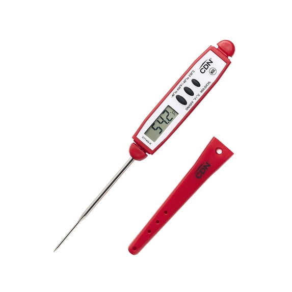 CDN DTT450 ProAccurate® Thin Tip Pocket Thermometer, NSF Certified Instant Read Food Thermometer, 1.5 mm Probe, IPX7 Waterproof, Digital Meat Thermometer for Cooking, BBQ & Baking, Red