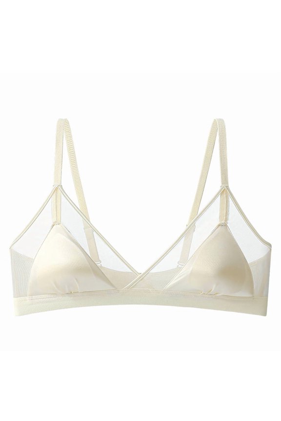 Thin Triangle Bralette Wireless Push Up Lace Mesh Breathable Comfort Bras For Women