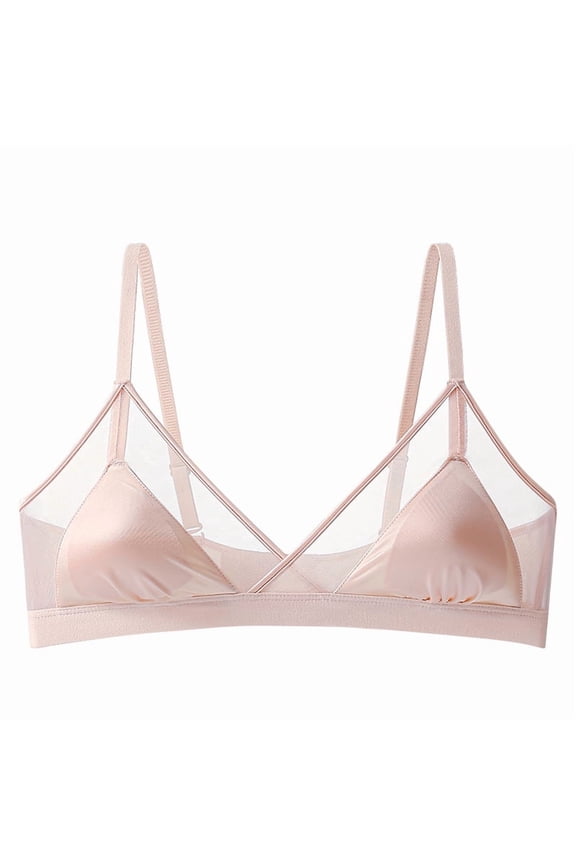 Thin Triangle Bralette Wireless Push Up Lace Mesh Breathable Comfort Bras For Women