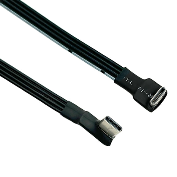 Thin USB 2.0 USB C to USB C Data Cable with Right Angled Connectors FPC Wire for Connection to FPVs and More