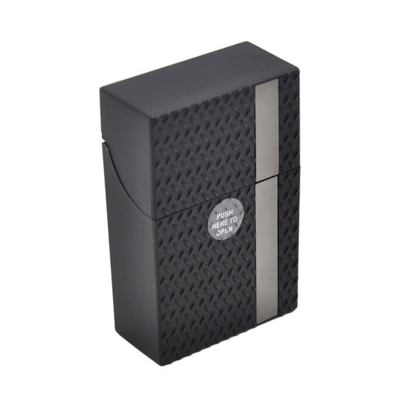 Thin Vertical Striped Plastic Cigarette Case with Press-Top Opening, Compact Portable Storage Box for Regular Cigarettes