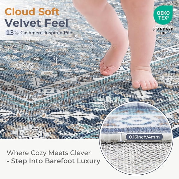 Thin Vintage Blue Area Rugs 5x7