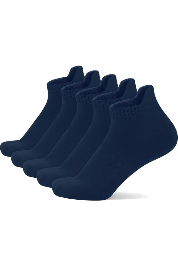 Thin Viscose Bamboo No Show Sock Men Low Cut Socks Odor Resistant Breathable Sock 5 Pairs Navy Blue Large