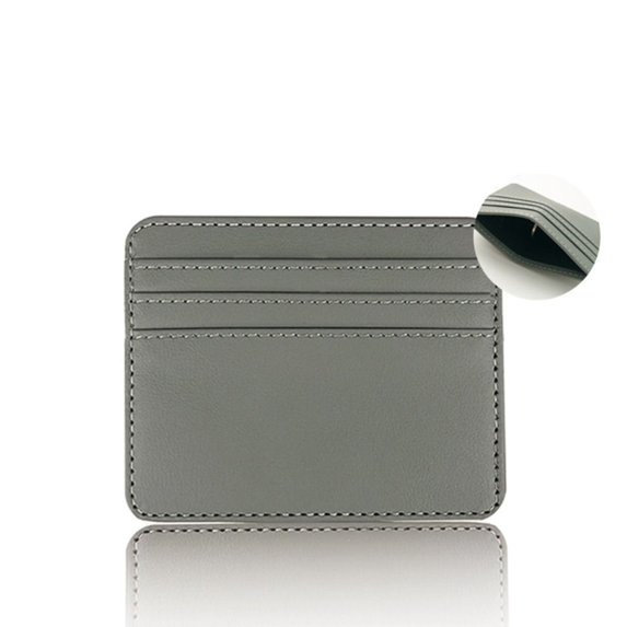 Thin Wallet Case Leather Coin Pouch Case Bag Business Card Wallet Money Pocket Card Package ID Card Holders GREY