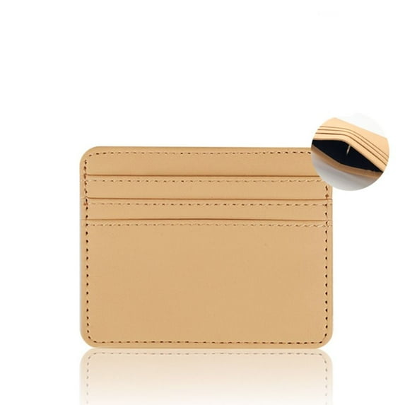Thin Wallet Case Leather Coin Pouch Case Bag Business Card Wallet Money Pocket Card Package ID Card Holders KHAKI