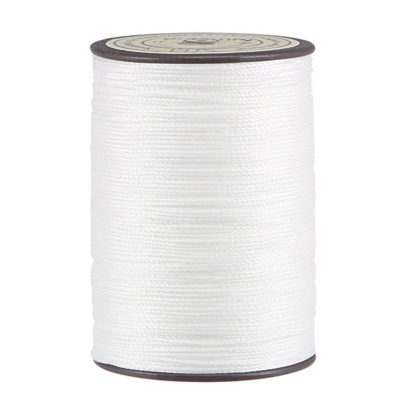 Thin Waxed Thread 137 Yards 0.55mm Polyester String Cord for Machine Sewing Hand Quilting Weaving, White