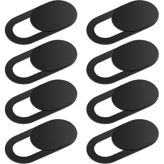 Thin Webcam Cover Slide, 8PCS Phone Camera Cover Laptop Camera Blocker Slider Strong Adhesive Protect Privacy Security Compatible with Tablet Desktop PC Smartphones(Black)