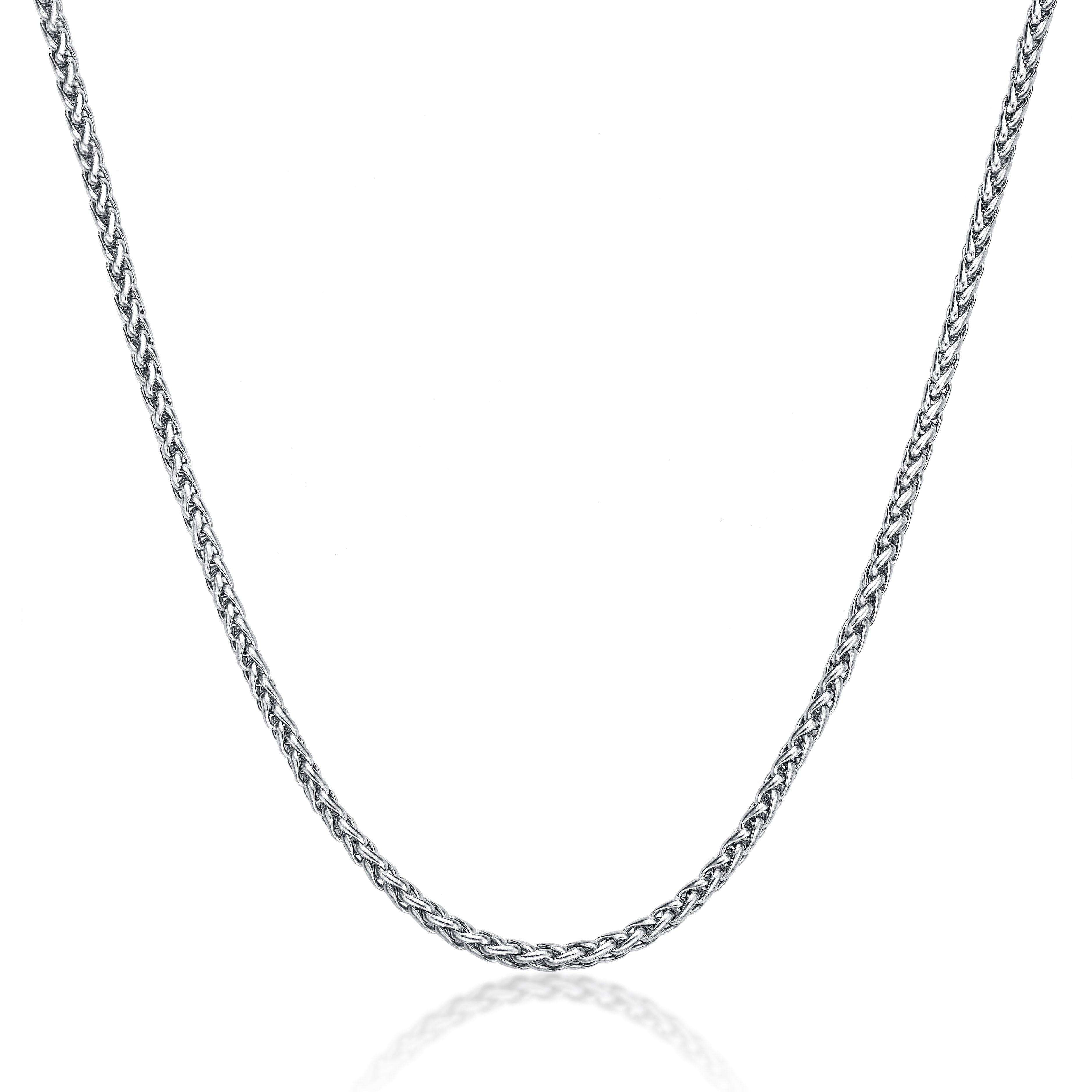 Thin Wheat Chain Necklace for Men in Stainless Steel 20 Inches Long 3 mm Wide Lobster Claw by Metro Jewelry