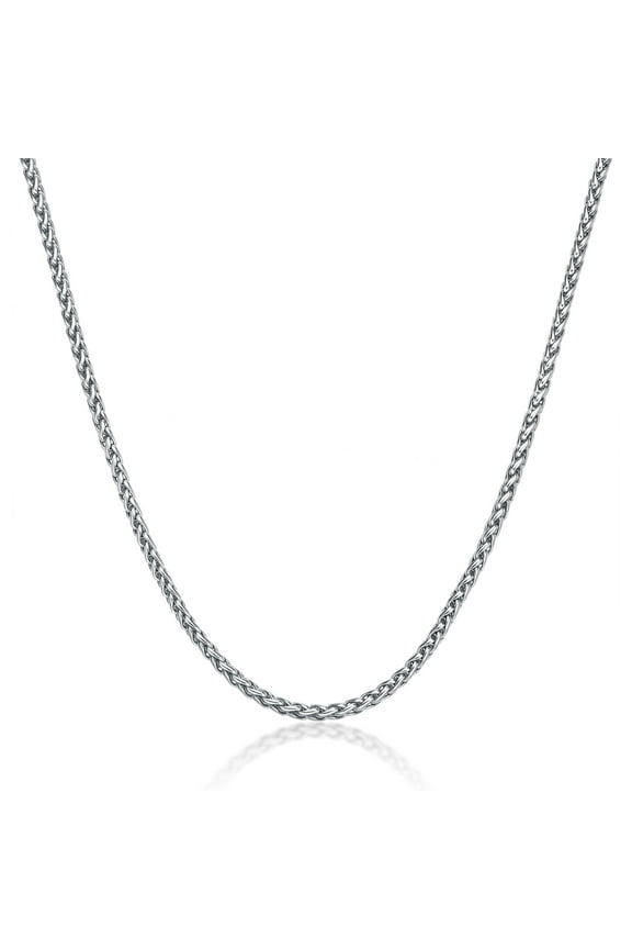 Thin Wheat Chain Necklace for Men in Stainless Steel 20 Inches Long 3 mm Wide Lobster Claw by Metro Jewelry