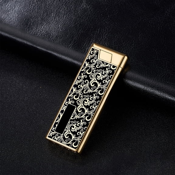 Thin Wheel Windproof Butane Lighter Metal Refillable Pocket Lighter Compact Portable Ignition Tool For Outdoor Travel Camping Everyday Carry Collection Use, Slim Retro Lighter