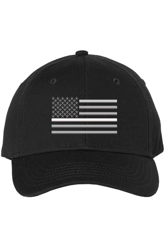 Thin White Line USA Flag Hat American Flag Baseball Cap | Support EMS EMT & First Responders (BlackThinWhiteLine)
