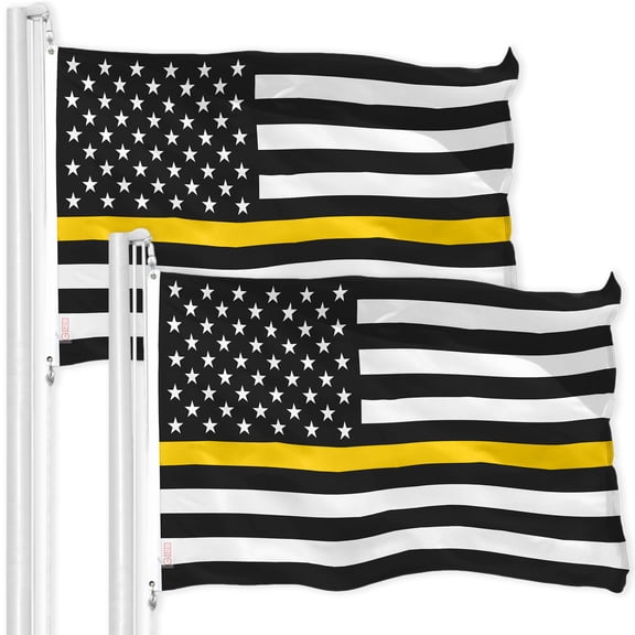 Thin Yellow Line American Flag 3x5FT 2-Pack Printed 150D Polyester By G128